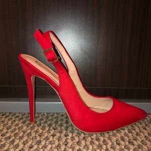 Red Pointed Sling-back Stilettos